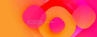 Parlak, enerjik, soyut bir kompozisyon. Üst üste binen daireler dinamik değişim etkisi yaratır. Turuncu, pembe, mor renkler arasında pürüzsüz geçişler. Modern tasarım ögesi.