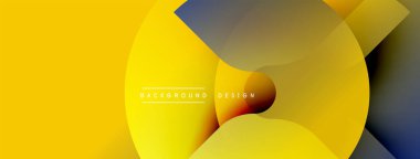 Parlak sarı, turuncu, mavi şekiller çakışıyor. Modern tasarım, canlı renkler, pürüzsüz eğimler dinamik bileşim yaratır. Soyut sanat, dijital çizim.