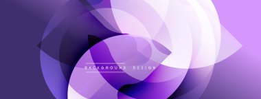 Soyut mor tasarım. Üst üste binen daireler dinamik akış yaratır. Yumuşak eğimler modern estetik sunar. Minimalist kompozisyon, mükemmel arkaplan.