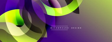 Soyut şekiller harmanlanır ve canlı bir değişim yaratır. Mor, yeşil, sarı renkler tasarımda baskın. Modern estetik, dinamik kompozisyon. Yumuşak geçişler, katmanlı biçimler.