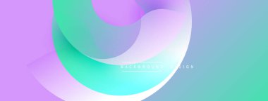 Soyut tasarım. Pürüzsüz eğimler mor, turkuaz ve maviyi harmanlıyor. Üst üste binen şekiller dinamik bileşim yaratır. Modern estetik. Minimalist stil.