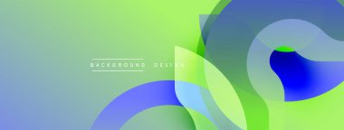 Soyut tasarım. Üst üste binen şekiller dinamik bileşim yaratır. Renkler pürüzsüzce karışır. Modern estetik. Minimalist tarzda. Sorunsuz geçişler. Canlı renkler..