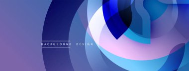 Soyut tasarım. Üst üste binen daireler dinamik bileşim yaratır. Mavi, mor ve beyaz tonlarında pürüzsüz bir şekilde harmanlanmış. Modern estetik, pürüzsüz geçişler.