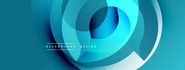 Soyut mavi tasarım. Üst üste binen daireler dinamik görsel efekt yaratır. Yumuşak eğim, modern estetik. Arkaplanda metin arkaplan tasarımı var.