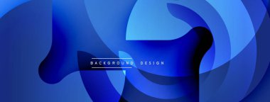 Soyut mavi tasarım. Pürüzsüz şekiller dinamik bileşim oluşturur. Gradyan gölgeler derinlik sağlar, modern estetik. Minimalist stil.