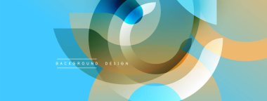 Soyut geometrik şekiller çakışıyor. Mavi, yeşil, turuncu renkler dinamik kompozisyon yaratır. Arkaplan ve sunumlar için modern tasarım ögesi.
