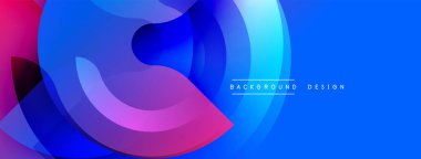 Soyut şekiller örtüşür, parlak mavi, mor ve pembe renkler yaratır. Yumuşak kıvrımlar hareketi gösterir, modern tasarımı. Geçmişi parlak, temiz..