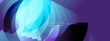 Soyut mavi katmanlar dinamik akış yaratır. Mor arka plan derinlik katıyor. Dijital projeler için modern tasarım. Yumuşak eğimler, zarif kompozisyon.