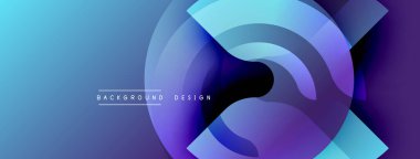 Soyut tasarım. Üst üste binen daireler dinamik bileşim yaratır. Mavi, mor renkler düzgün bir şekilde harmanlanır. Modern estetik, mükemmel arkaplan.