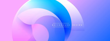 Soyut tasarım. Pürüzsüz gradyanlar, canlı maviler, pembeler, beyazlar karışımı. Dairesel şekiller, dinamik görsel efektler yaratır. Modern, temiz estetik.