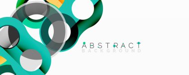 Soyut şekiller örtüşür, dinamik bileşim yaratır. Renkler arasında deniz mavisi, gri, turuncu var. Modern tasarım, temiz çizgiler, basit geometri.