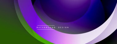 Soyut tasarım. Düz kıvrımlar, canlı renkler. Mor, yeşil, mavi gradyanlar dinamik bileşim oluşturur. Modern estetik, dijital arkaplanlar için uygun.