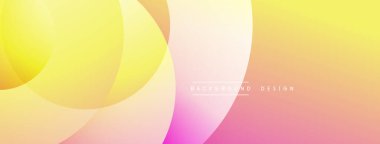 Parlak soyut bir arka plan. Üst üste binen daireler yumuşak eğimler yaratır. Renkler sarıdan pembeye geçiyor. Dijital projeler için minimalist tasarım.