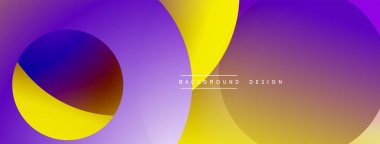 Soyut şekiller çakışır. Mor, sarı, kahverengi renk karışımı. Pürüzsüz gradyanlar modern tasarım yaratır. Minimalist estetik, canlı renkler, dinamik kompozisyon.