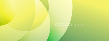 Parlak sarı, yeşil renkler. Üst üste binen daireler pürüzsüz geçişler yaratır. Minimalist tasarım, modern estetik. Temiz, basit arkaplan.