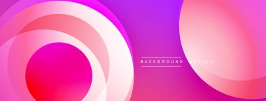 Canlı soyut tasarım. Üst üste binen daireler dinamik değişim etkisi yaratır. Mor, pembe, turuncu renkler kusursuz bir şekilde harmanlanır. Modern, şık arkaplan.