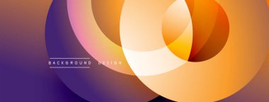 Üst üste binen daireler içeren soyut tasarım. Sıcak renk paleti, gradyanlar pürüzsüz geçişler yaratır. Modern estetik, arka planlar için uygun.