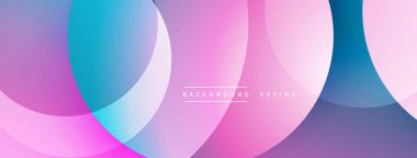 Soyut renk çakışan daireler dinamik gradyan arkaplan oluşturur. Mor, pembe, mavi renkler arasındaki pürüzsüz geçişler modern estetik sunuyor.