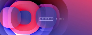 Soyut tasarım. Üst üste binen daireler dinamik değişim etkisi yaratır. Mor, mavi, kırmızı renkler düzgün bir şekilde harmanlanır. Modern estetik. Minimalist kompozisyon.