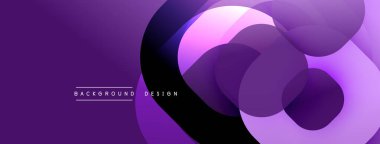 Mor soyut tasarım. Üst üste binen daireler dinamik bileşim yaratır. Dereceli gölgeler derinlik katar, modern estetik. Minimalist tarz, canlı renkler.