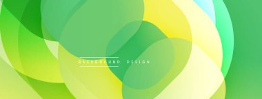Soyut, enerjik bir arkaplan. Üst üste binen daireler dinamik değişim etkisi yaratır. Yeşil, sarı renkler kompozisyona hakim. Modern tasarım ögesi.