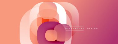 Soyut tasarım. Üst üste binen daireler dinamik bileşim yaratır. Değişik renkler, turuncu, mor, beyaz. Modern estetik, pürüzsüz geçişler. Minimalist stil.