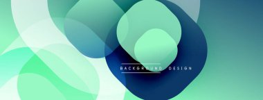 Soyut tasarım. Üst üste binen daireler dinamik bileşim yaratır. Yeşilin tonlarında, mavi. Modern estetik. Minimalist tarzda. Sorunsuz geçişler. Temiz çizgiler.
