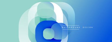 Soyut mavi tasarım. Üst üste binen daireler dinamik görsel efekt yaratır. Gradyan gölgeler, modern estetik. Minimalist kompozisyon.