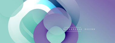 Soyut kompozisyon. Üst üste binen daireler, düzgün eğimler. Mor, mavi, deniz mavisi renkleri modern estetik yaratıyor. Minimalist tasarım, temiz çizgiler.