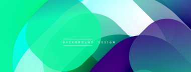 Soyut şekiller, canlı renkler, pürüzsüz eğimler. Üst üste binen formlar dinamik bileşim oluşturur. modern tasarım, temiz estetik.