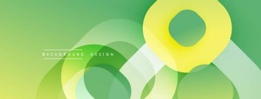 Soyut tasarım özellikleri üst üste binen daireler, gradyanlar. Yumuşak yeşil, sarı renkler modern estetik yaratır. Minimalist kompozisyon, temiz çizgiler, pürüzsüz geçişler.