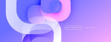 Canlı soyut şekiller çakışıyor. Mor, pembe, mavi renkler pürüzsüz geçişler yaratır. Dijital arkaplan veya sunumlar için modern tasarım.