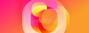 Parlak canlı daireler soyut renkli tasarım yaratarak örtüşüyor. Turuncu, pembe ve sarı tonlarda modern estetik. Yumuşak geçişler, dinamik kompozisyon.