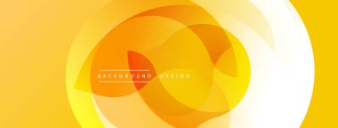 Parlak sarı soyut tasarım. Üst üste binen daireler dinamik görsel efekt yaratır. Yumuşak eğim, modern estetik. Dijital arkaplan ve sunumlar için mükemmel.