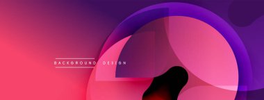 Soyut tasarım. Üst üste binen daireler dinamik bileşim yaratır. Renkler kırmızıdan mora dönüşüyor. Modern estetik. Minimalist tarzda. Yumuşak şekiller.