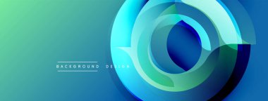 Soyut tasarım. Mavi, yeşil gradyanlar dairesel katmanlar oluşturur. Modern estetik, pürüzsüz geçişler, canlı renkler. Minimalist tarz, temiz çizgiler, dinamik kompozisyon.