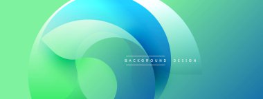 Soyut tasarım. Üst üste binen daireler dinamik akış yaratır. Mavi, yeşil renkler düzgün bir şekilde harmanlanır. Modern estetik, temiz bir sunum. Arkaplan yenilik ve teknoloji öneriyor.