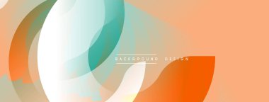 Soyut şekiller örtüşür, canlı turuncu, deniz mavisi ve beyaz renkler yaratır. Yumuşak kıvrımlar hareketi gösterir, modern tasarımı. Minimalist estetik, temiz çizgiler..