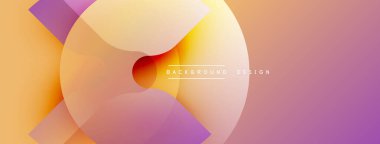 Soyut tasarım. Üst üste binen daireler dinamik değişim etkisi yaratır. Mor, turuncu, sarı renkler kusursuz bir şekilde harmanlanır. Modern estetik. Minimalist kompozisyon.