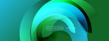 Soyut tasarım özellikleri üst üste biniyor. Canlı yeşil, mavi renkler dinamik görsel efekt yaratır. Yumuşak eğim, modern estetik. Minimalist kompozisyon.