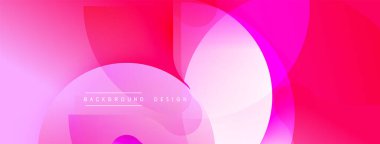 Parlak pembe soyut tasarım. Üst üste binen daireler dinamik bileşim yaratır. Yumuşak eğim, modern estetik. Dijital projeler ve sunumlar için mükemmel.