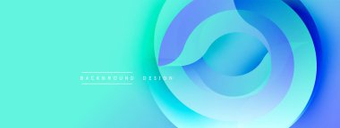 Soyut tasarım özellikleri üst üste binen mavi daireler. Turkuazdan koyu maviye geçiş aşamaları. Minimalist estetik, modern his. Düz şekiller dinamik bileşim yaratır.