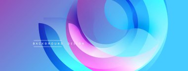 Soyut tasarım. Canlı katmanlar, dinamik görsel efekt yaratıyor. Yumuşak eğimler mavi, mor ve pembe renkleri harmanlıyor. Modern estetik.