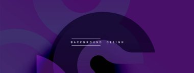 Soyut mor tasarım. Üst üste binen şekiller dinamik bileşim yaratır. Yumuşak eğim, modern estetik. Minimalist stil, dijital arkaplanlar için uygun.