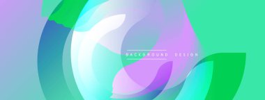 Soyut şekiller çakışır. Canlı renkler harmanlanır. Pürüzsüz gradyanlar dinamik görsel deneyim yaratır. Arka planlar için modern tasarım ögesi.