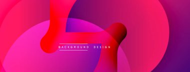 Canlı soyut tasarım. Üst üste binen eğriler dinamik bileşim yaratır. Eflatun, mor, pembe renkler arasında pürüzsüz bir değişim. Modern estetik.