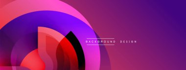 Soyut tasarım. Üst üste binen daireler dinamik bileşim yaratır. Mor, kırmızı, siyah renkler. Modern estetik. Minimalist tarzda. Sorunsuz geçişler. Canlı renkler.