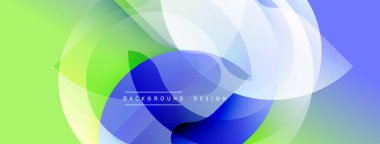 Soyut şekiller, canlı renkler, pürüzsüz eğimler. Modern tasarım, dinamik kompozisyon, akış biçimleri. Mavi, yeşil, beyaz harman pürüzsüz.