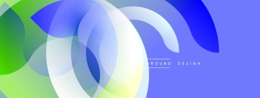 Soyut şekiller, canlı renkler, pürüzsüz eğimler. Üst üste binen daireler dinamik bileşim yaratır. Modern tasarım, temiz estetik.