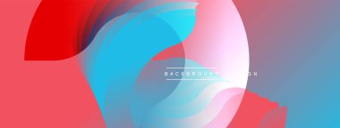 Soyut şekiller, canlı renkler, pürüzsüz eğimler. Üst üste binen katmanlar dinamik bileşim yaratır. Modern tasarım, temiz estetik.